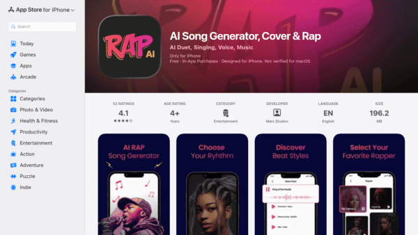AI Song Generator, Cover & Rap interface preview