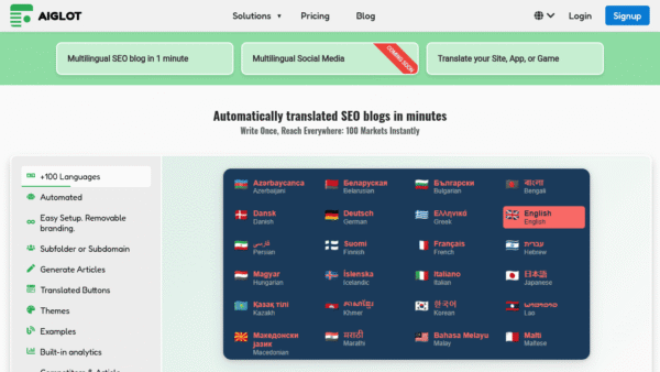 AIGLOT interface preview