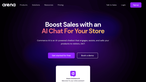 Arena Commerce AI interface preview