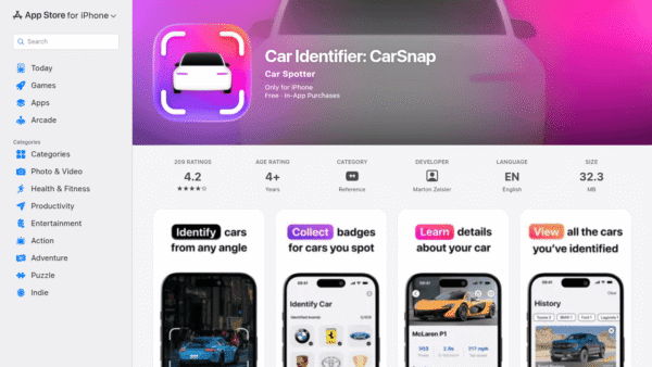 Car Identifier: CarSnap interface preview