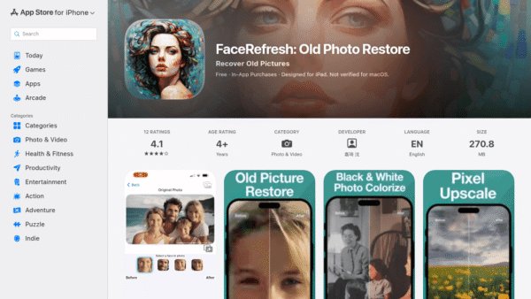 FaceRefresh: Old Photo Restore interface preview