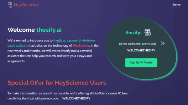 HeyScience interface preview