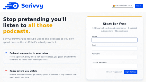 Scrivvy interface preview