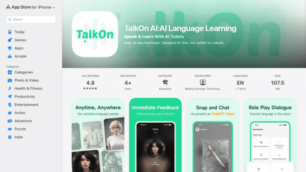 TalkOn AI: AI Language Learning interface preview