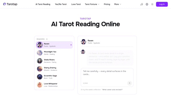 Tarotap interface preview