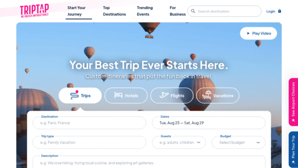TripTap interface preview