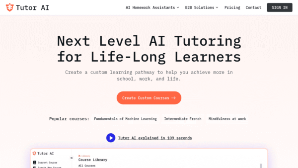 Tutor AI interface preview