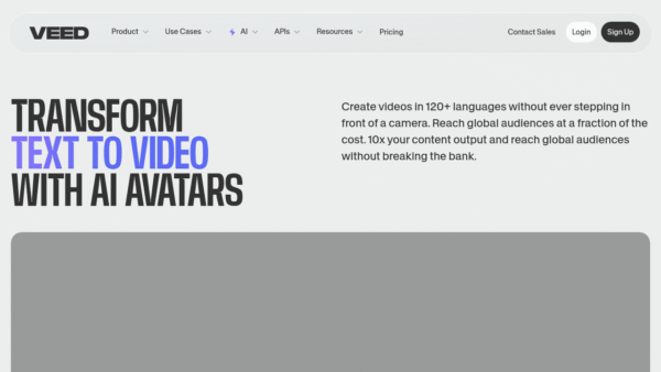 VEED AI Avatars interface preview