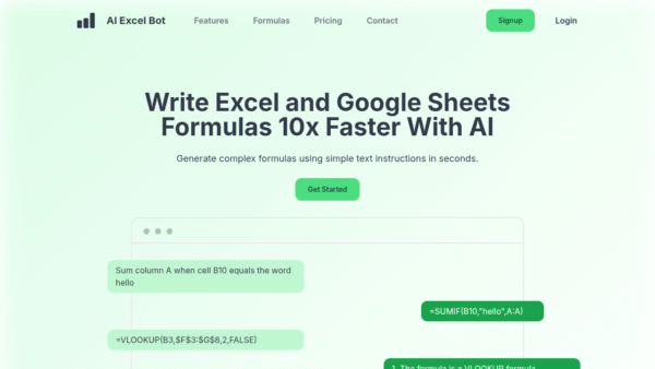AI Excel Bot interface preview
