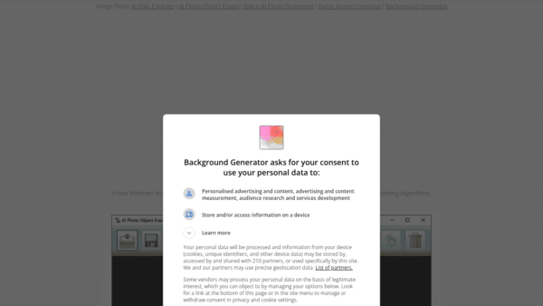 AI Photo Object Eraser interface preview