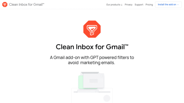 Clean Inbox for Gmail interface preview