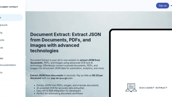 Document Extract interface preview
