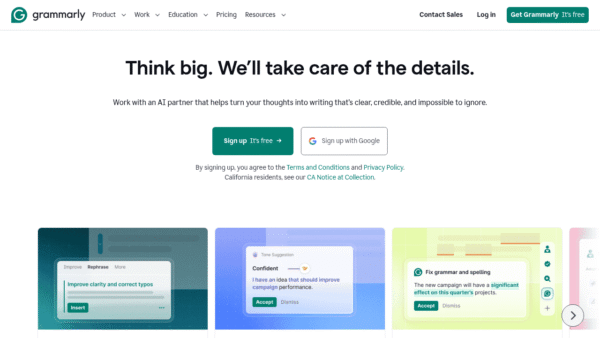 Grammarly interface preview