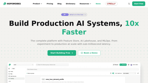 Hopsworks interface preview