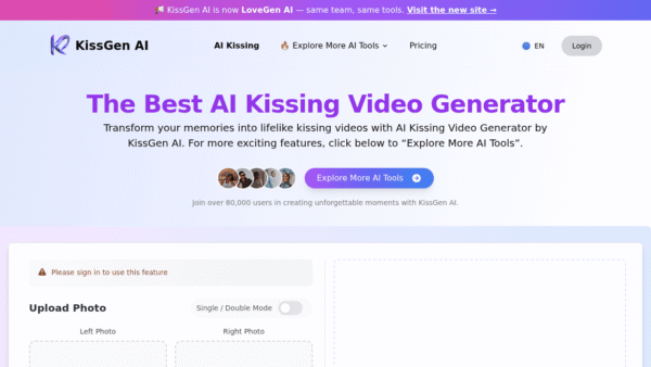 KissGen AI interface preview