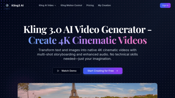 Kling3 AI Video interface preview