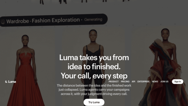 Luma AI interface preview