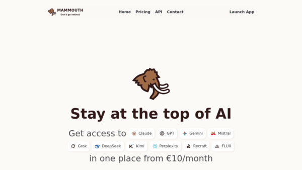Mammouth AI interface preview