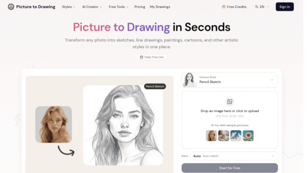 Picture to Drawing interface preview