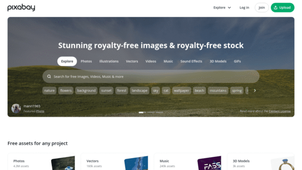 Pixabay interface preview
