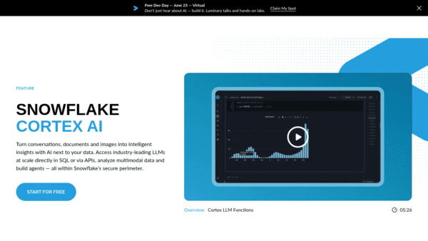Snowflake Cortex AI interface preview