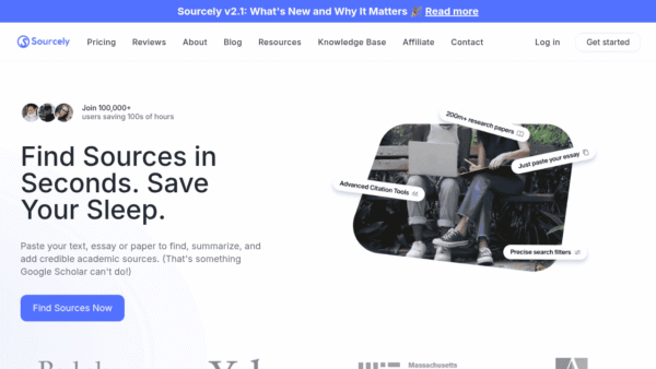Sourcely interface preview