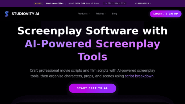 Studiovity AI interface preview