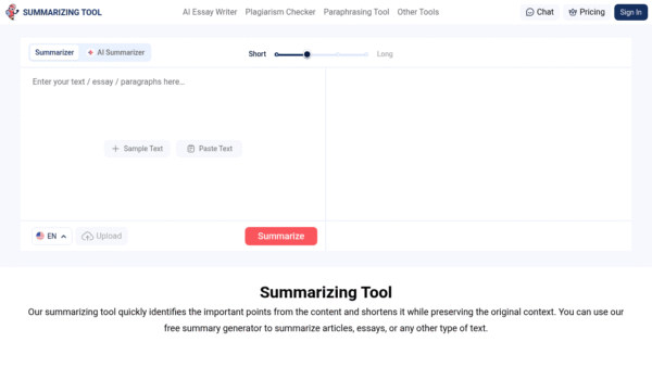 Summarizing Tool interface preview
