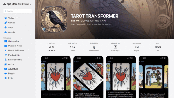 Tarot Transformer interface preview