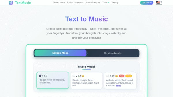 TextMusic.net interface preview