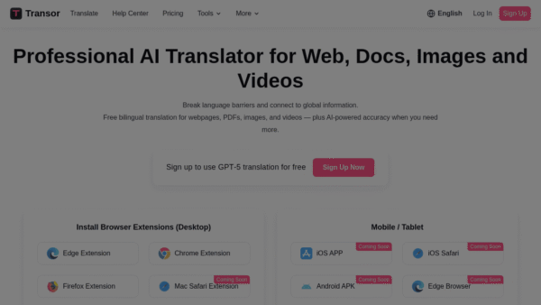 Transor AI interface preview