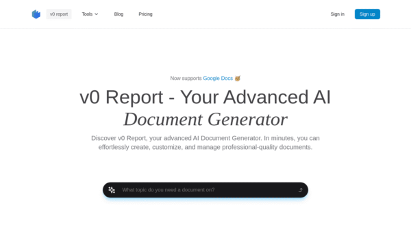 v0 Report interface preview