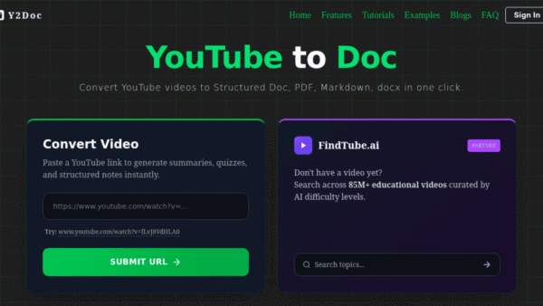 Y2Doc interface preview