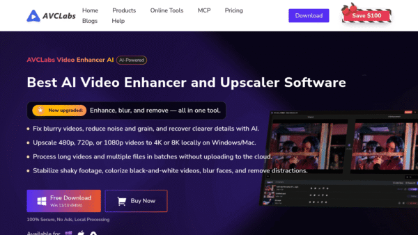 AVCLabs Video Enhancer AI interface preview