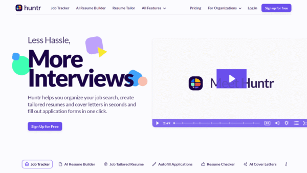 Huntr interface preview