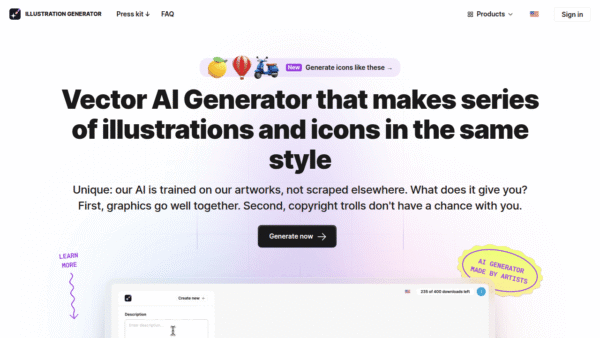 Illustration Generator by Icons8 interface preview