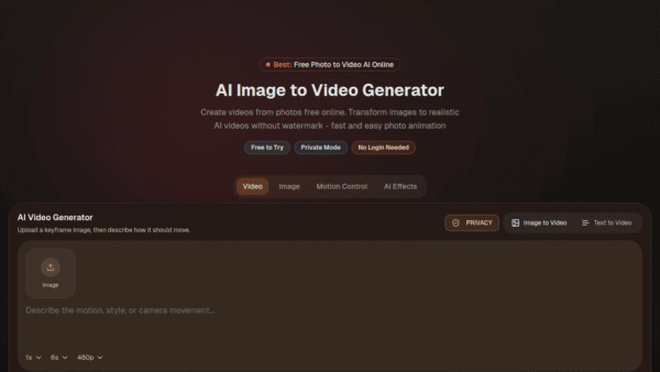 Image2Video AI interface preview