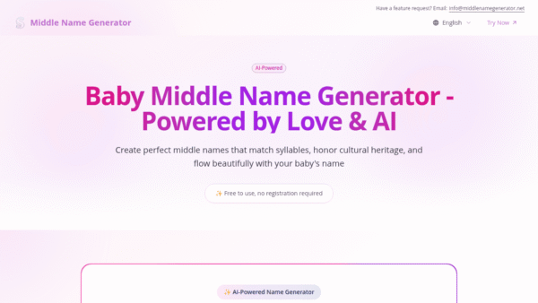 Middle Name Generator interface preview