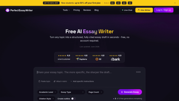 PerfectEssayWriter.ai interface preview
