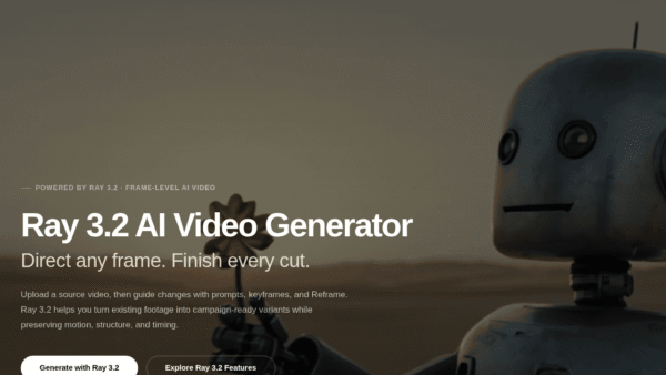 Ray 3.2 AI Video Generator interface preview