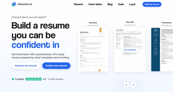Resume.co interface preview