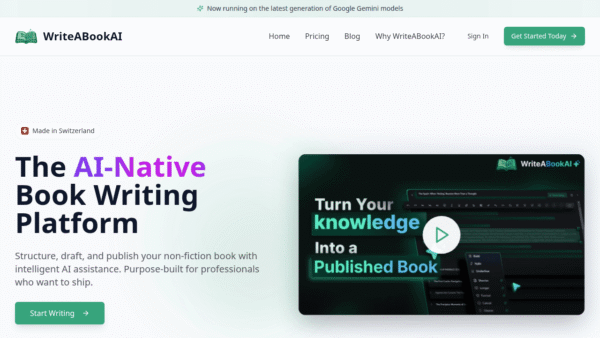 WriteABookAI interface preview