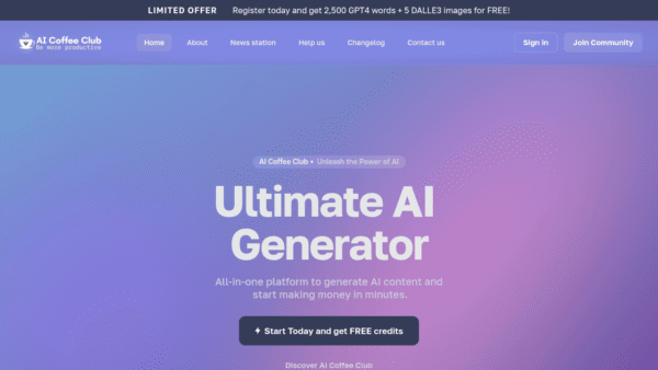 AI Coffee Club interface preview