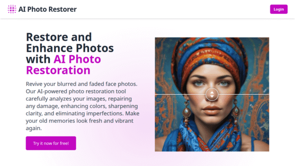 AI Photo Restorer interface preview