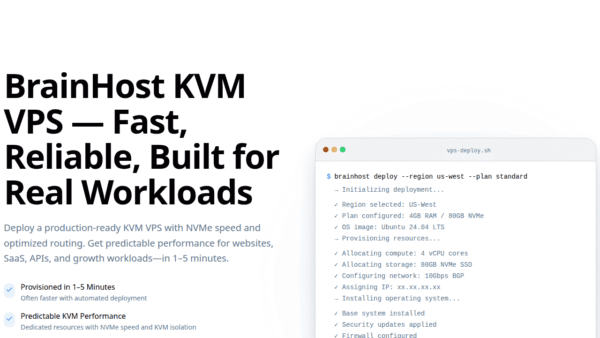 BrainHost VPS interface preview