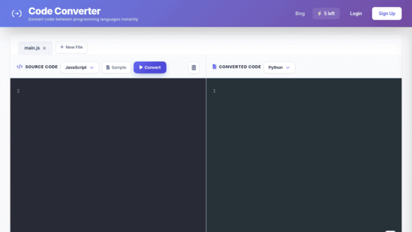Code Converter interface preview