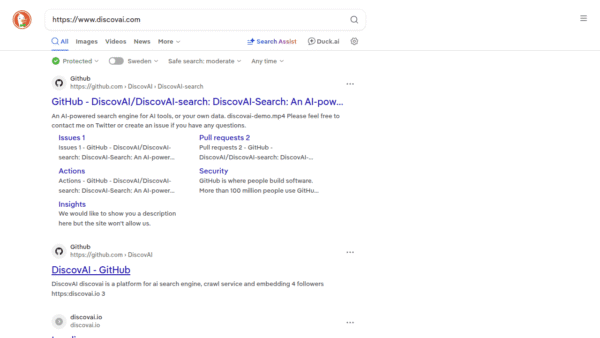 DiscovAI Search interface preview