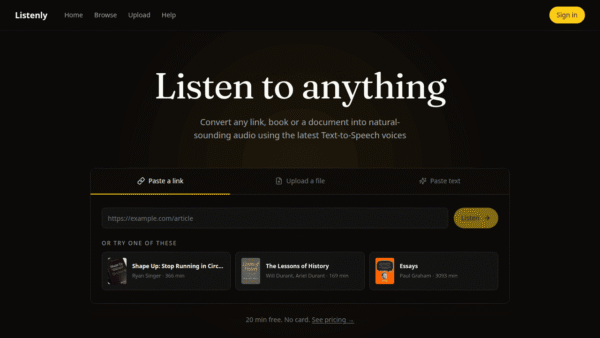 Listenly interface preview