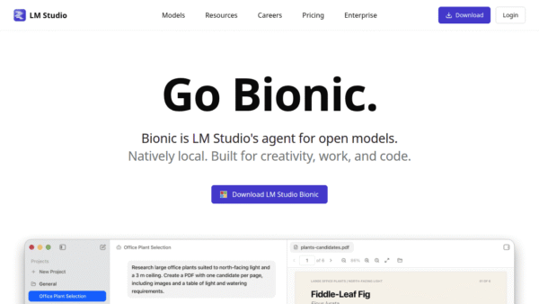 LM Studio Bionic interface preview