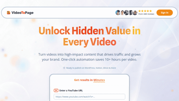VideoToPage interface preview